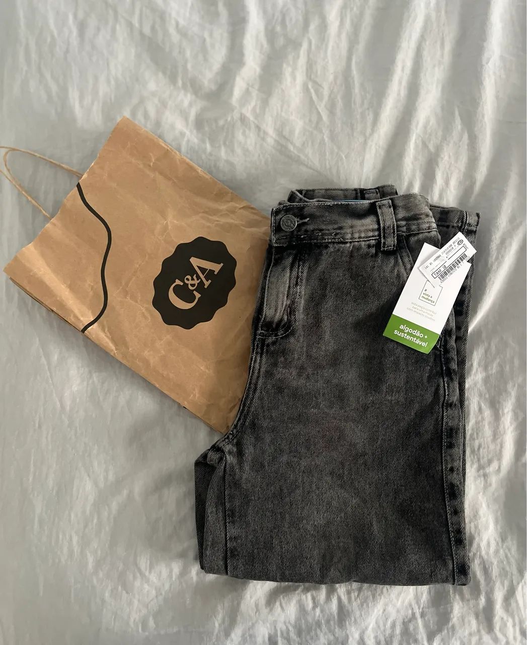 Calça Jeans Infantil - Preto Estonado - 10  NOVA - Foto 2