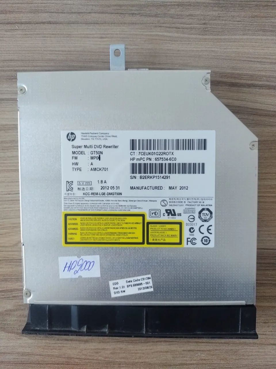 Gravador de DVD Notebook HP Super Multi DVD Rewriter GT50N (657534-6C0)