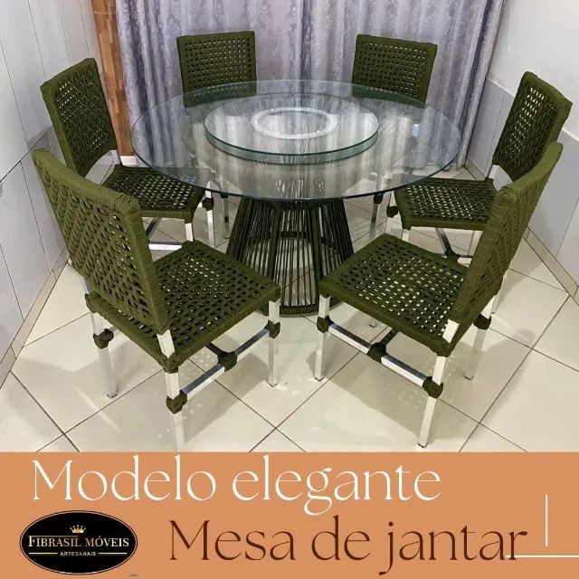 Conjunto de Mesa Redonda em Vidro. Frete Grátis!