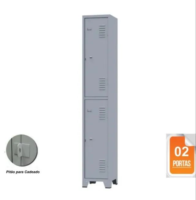 Roupeiro de Aço c/ 02 portas grandes - 1,96×0,33×0,36m - CZ/CZ Varios modelos Novo