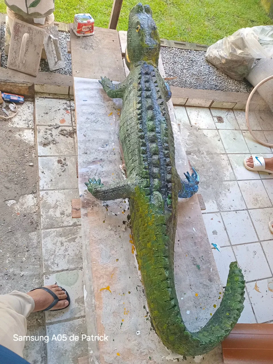 Escultura de Jacaré para Jardim ou Área Externa