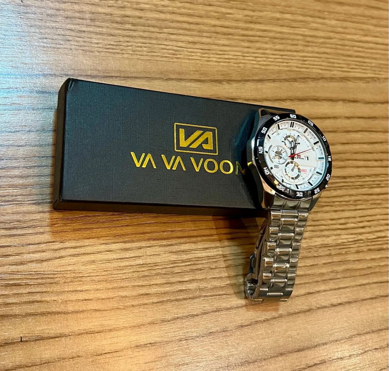 Relógio Masculino Va Va Voom 46mm - Militar com Pulseira Metálica Prateada - Foto 3