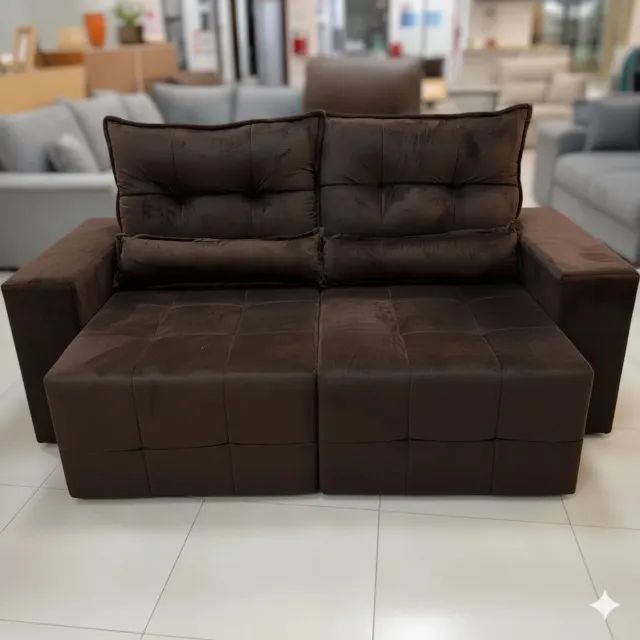 Sofá Retrátil e Reclinável Lisboana Marrom (PARCELE EM ATÉ 10X SEM JUROS)