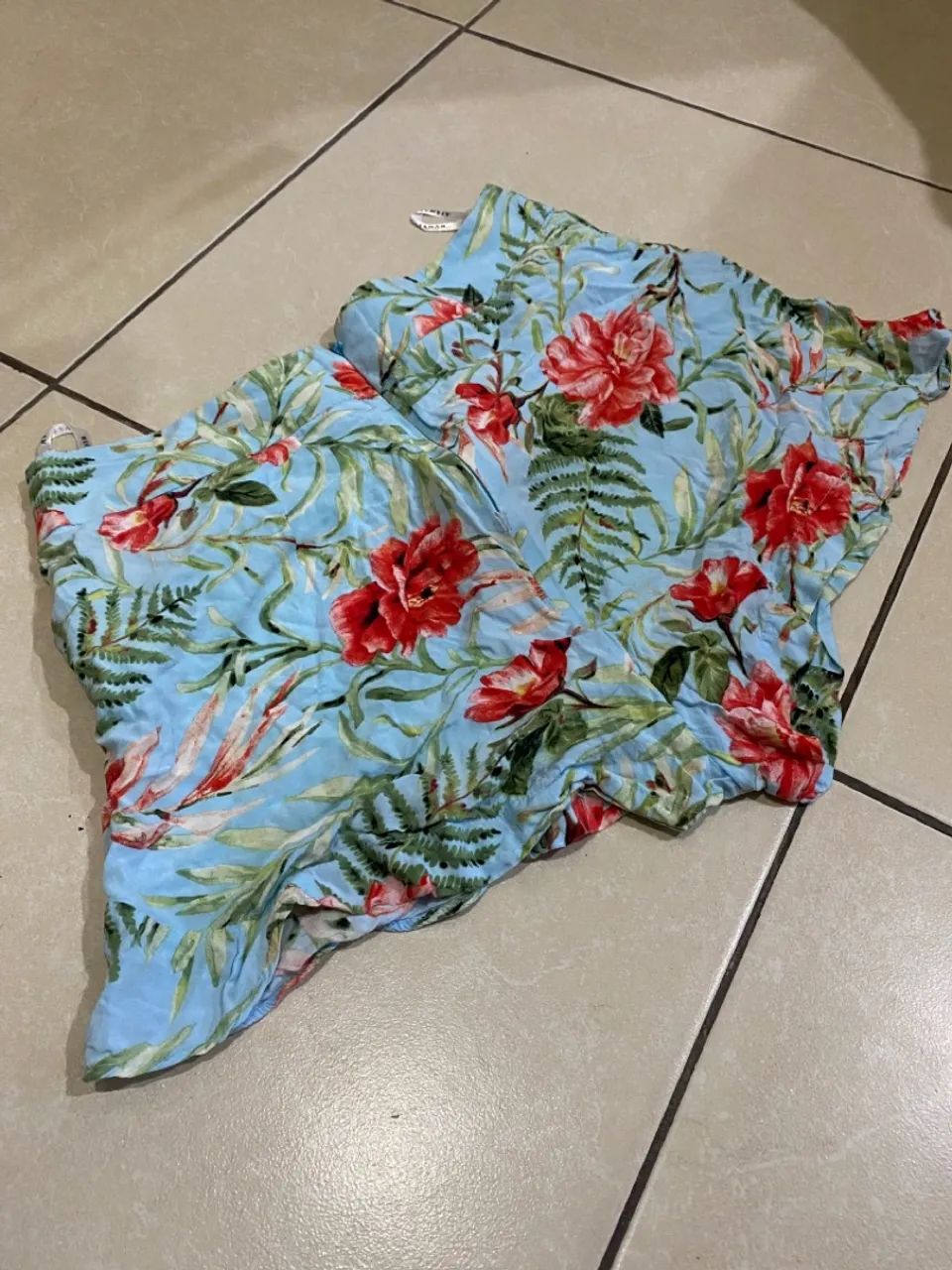 Short azul de pano