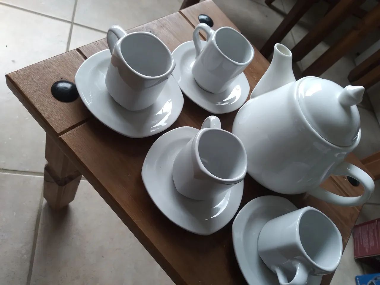 Xícaras cafezinho 4 bule 1 branco - Foto 4