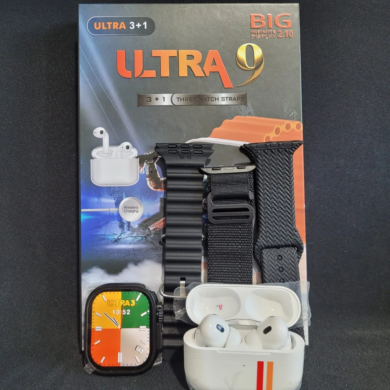 Smartwatch Ultra 9 + Fone e 3 Pulseiras