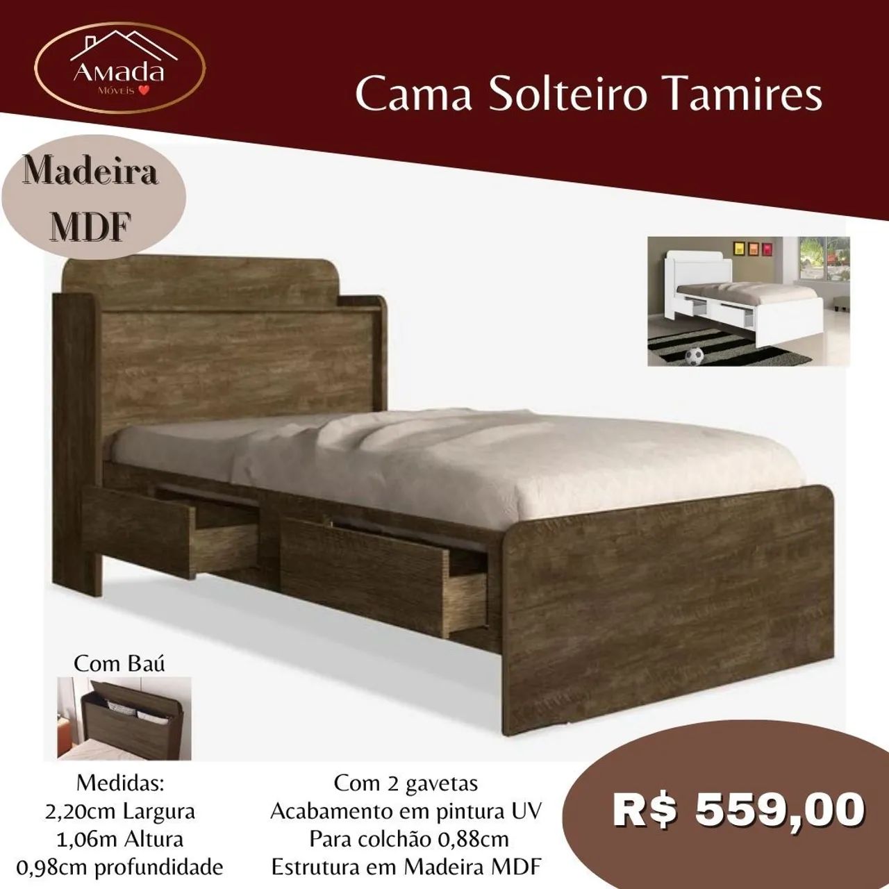 Cama Solteiro Íris - Amada Móveis - Foto 5