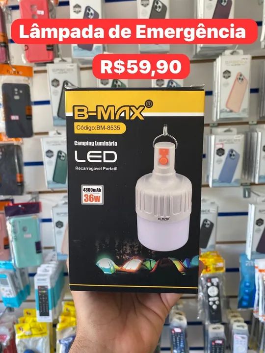 Lâmpada de Emergência LED Recarregável B-MAX