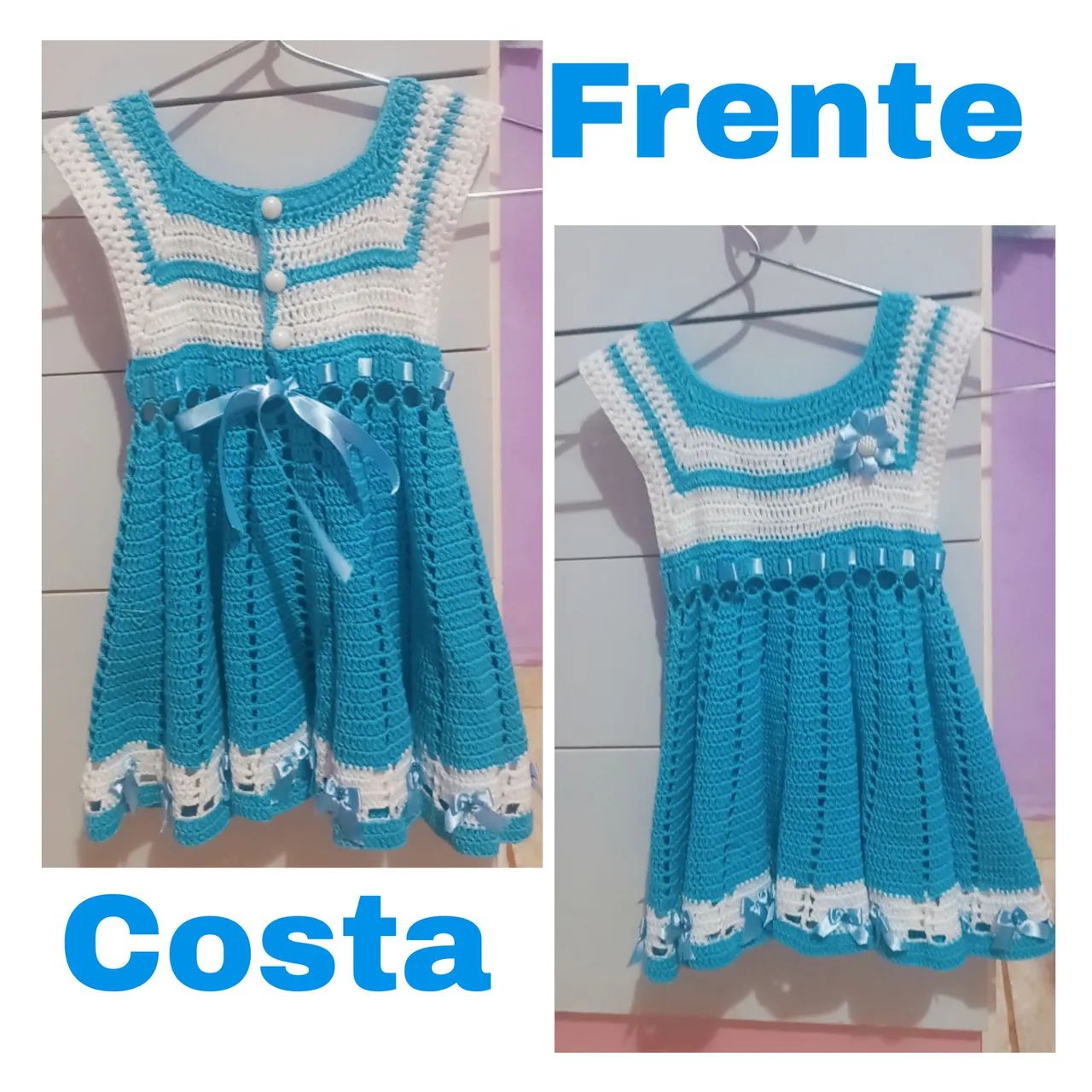 Vestido Crochê Bebê Menina 50 reais cada um - Foto 5