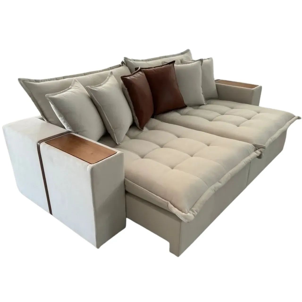 Sofá Cama Retrátil Thebas 2,50 m Linho Cru 304/Courino Dá-las - Foto 5