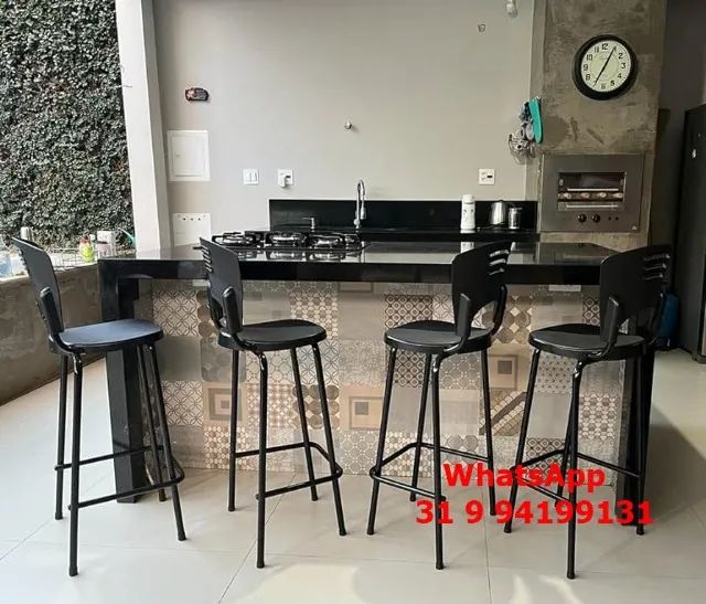 Banqueta Para Bancada Gourmet Preta - Frete Grátis