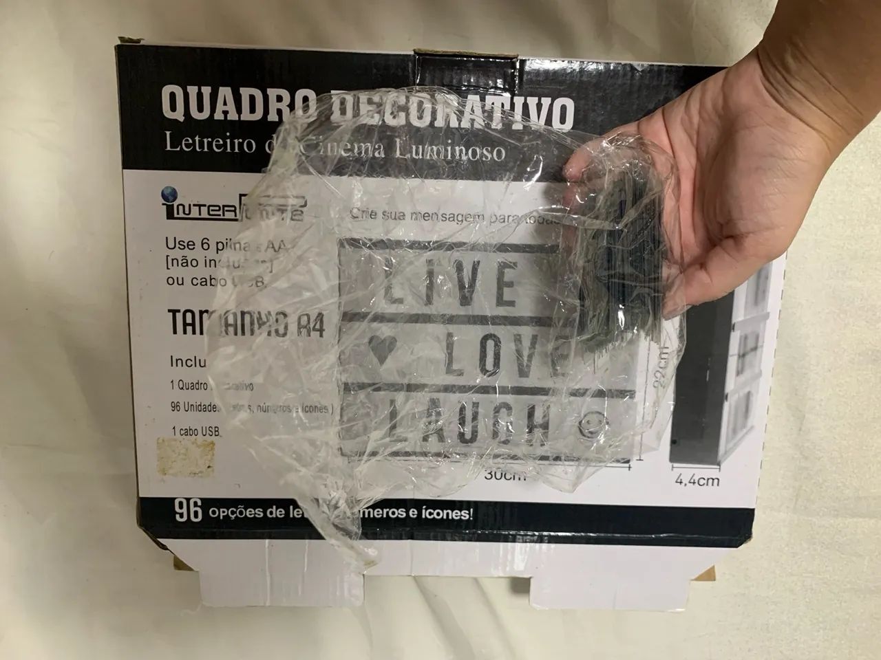 Quadro Decorativo LED Luminária + Pilhas + 93 Símbolos - Sem cabo! - Foto 2