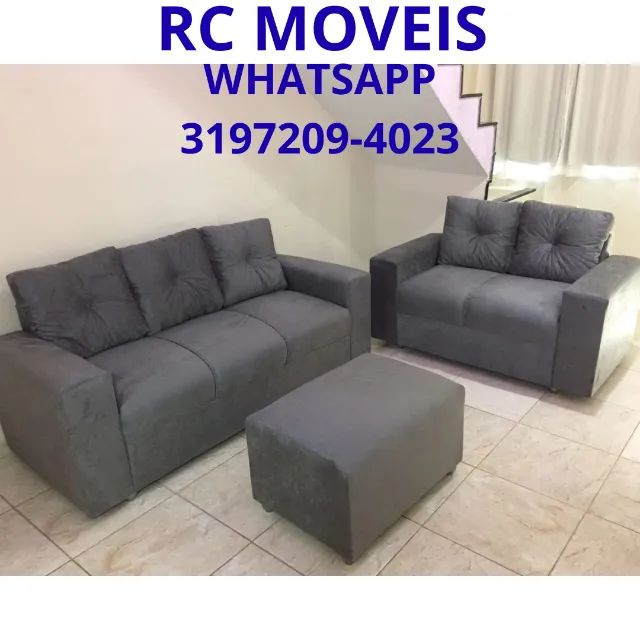 Sofá Canadá 2 e 3 Lugares + Puff - Conforto e Estilo para sua Sala