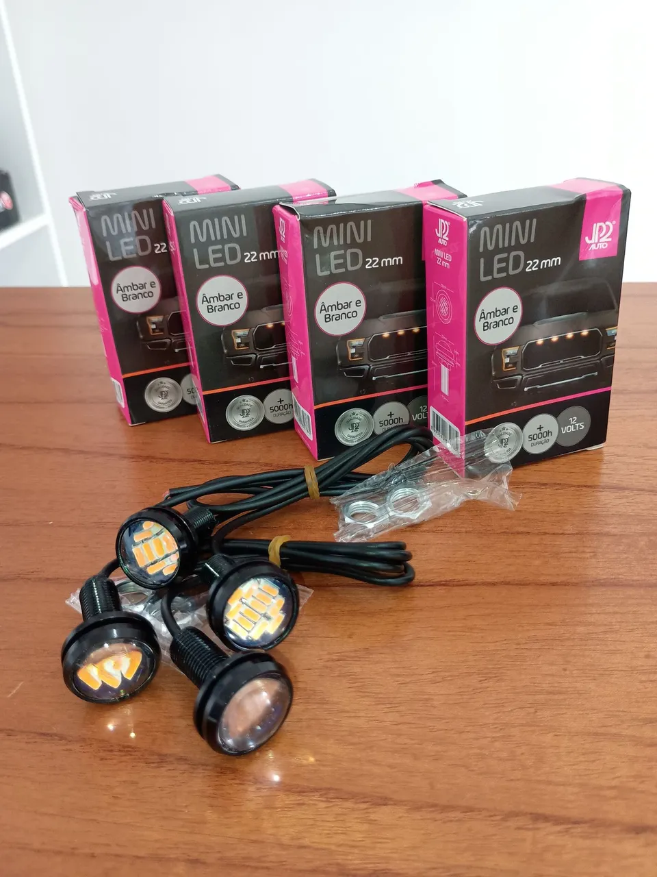 Mini LED 22mm Ambar e Branco - Kit com 4 unidades