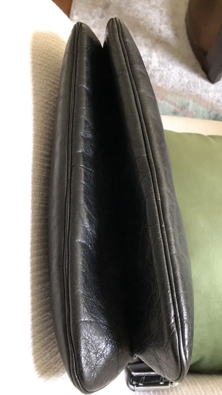 Elegante bolsa de ombro em couro legítimo, preta. - Foto 4