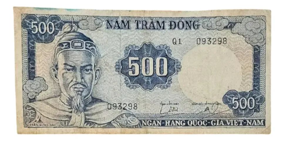 Cédula Nota Antiga 500 Dong Vietnamita 1966 - Foto 3