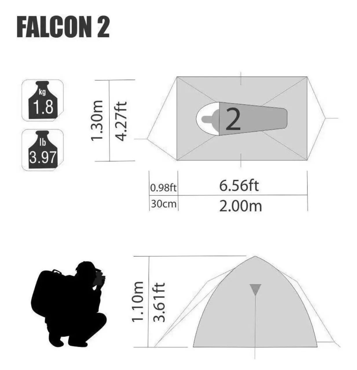 Barraca Camping 1/2 Pessoas Falcon NTK 1000 mm Tela Mosquiteiro UV50+ - Foto 6