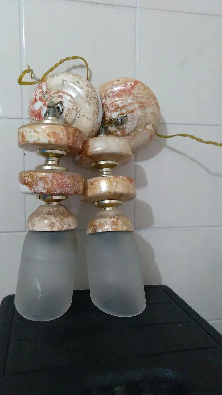 Luminárias artesanais concha e pedra