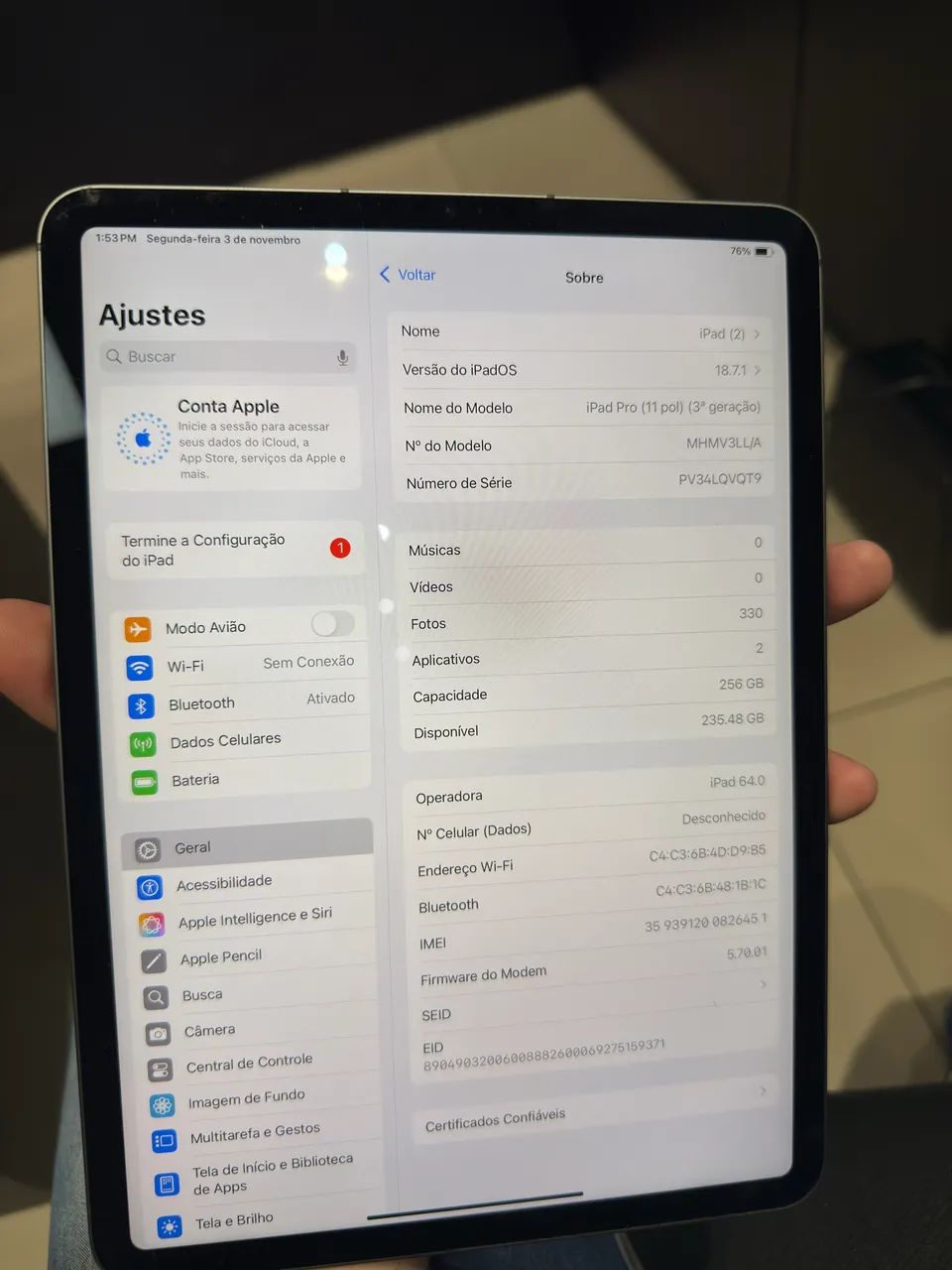 Ipad pro 11 3 geracao m1 funcao celular LTE 256gb com case - Foto 3