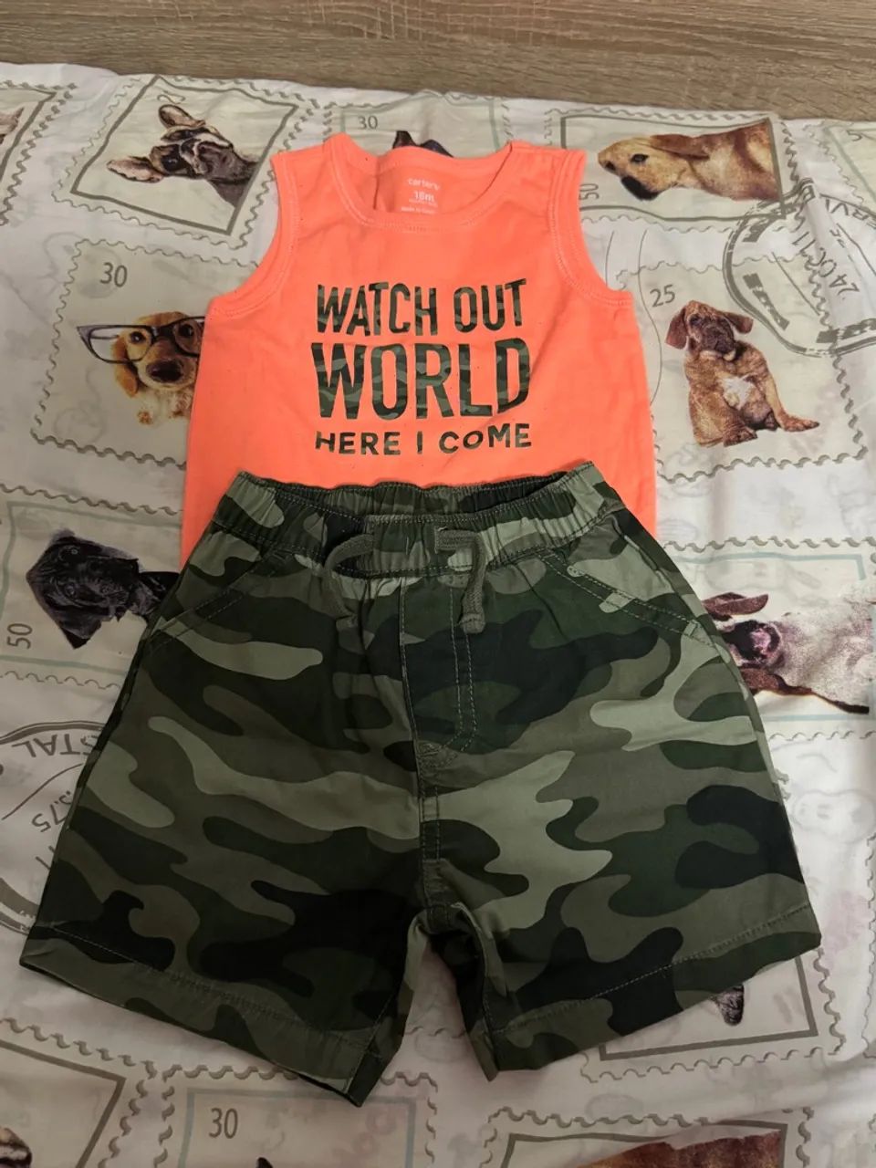 Conjunto Carter's Shorts Camuflado e Regata Watch Out World - Foto 5