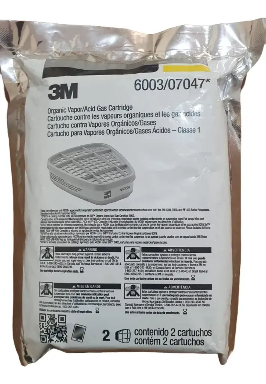 Cartucho Para Máscara Respiratória 3M 6003/07047 Vapor E Acidos 2unidades - Foto 6