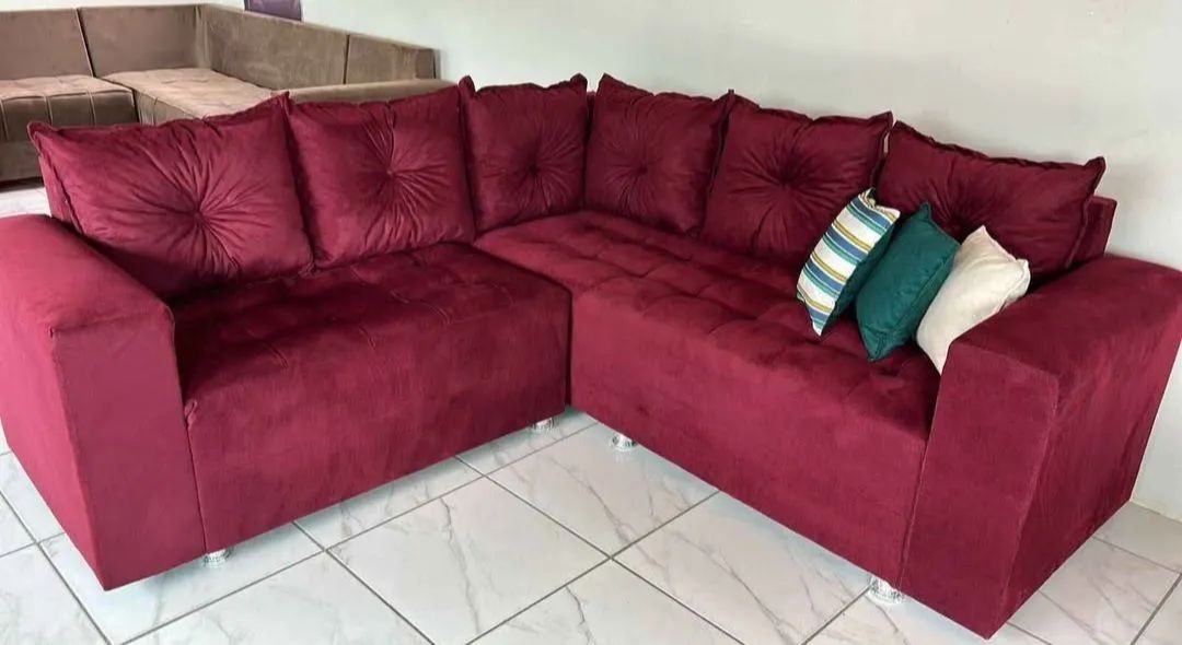 Sofá de canto, Super acolchoado 6 lugares com puff grande, acento todo detalhado  - Foto 4