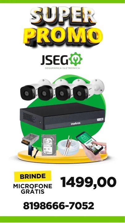 Kit de Segurança Intelbras 4 Câmeras + DVR 4 Canais