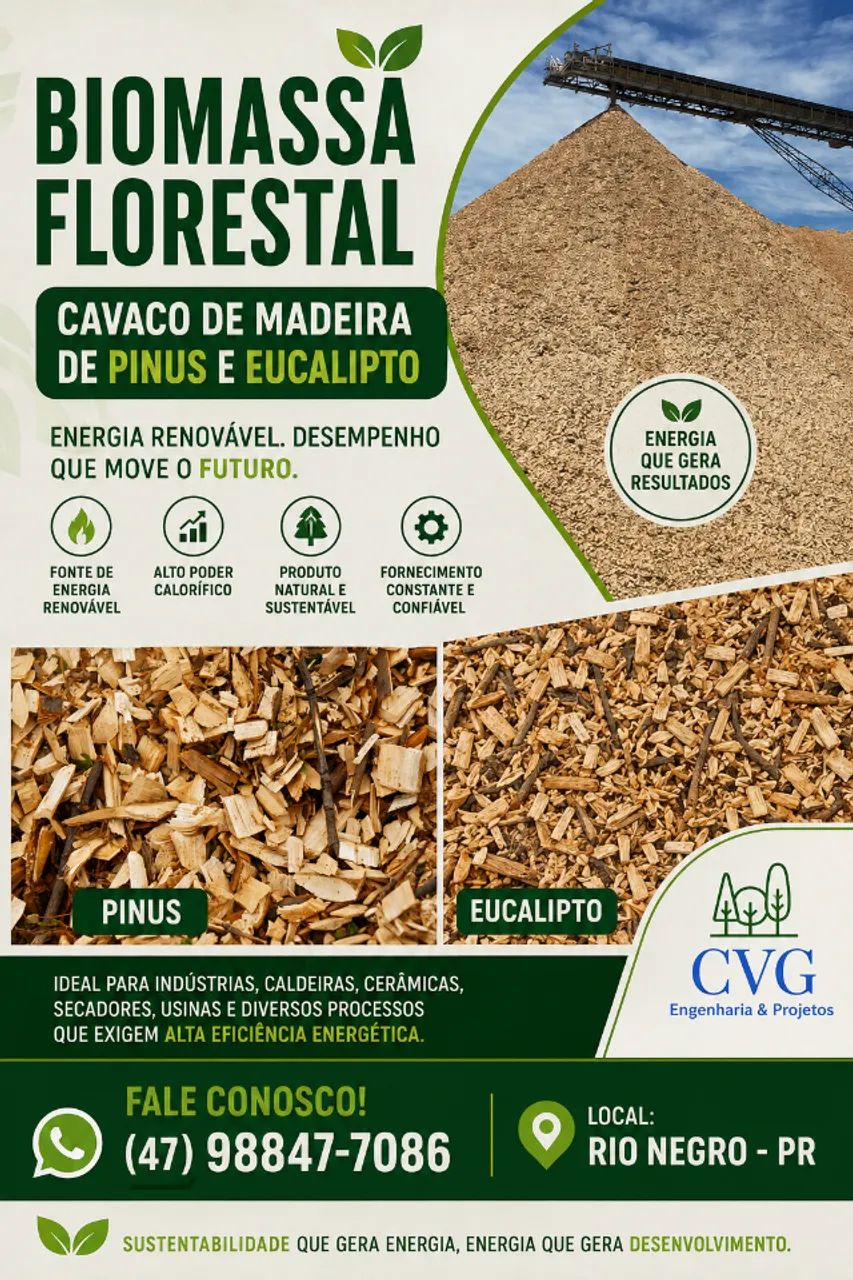 Biomassa Florestal - Cavaco de Pinus e Eucalipto