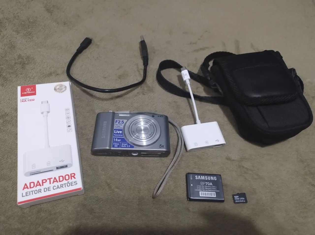 Camera Samsung St64 completa+adaptador de cartão 