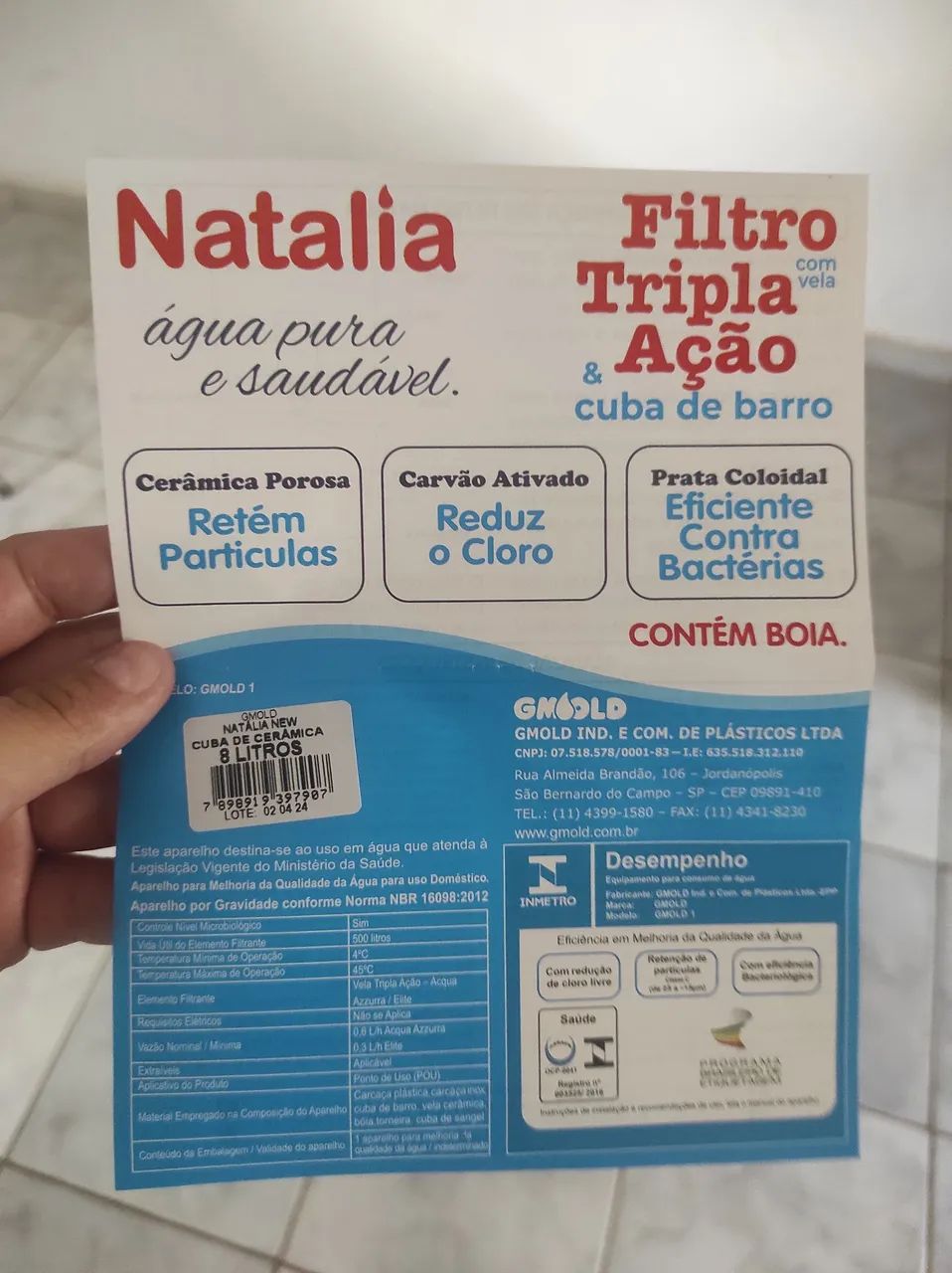 Filtro 8 Litros, com Bóia e Vela, não gela a água (Não entrego) - Foto 4
