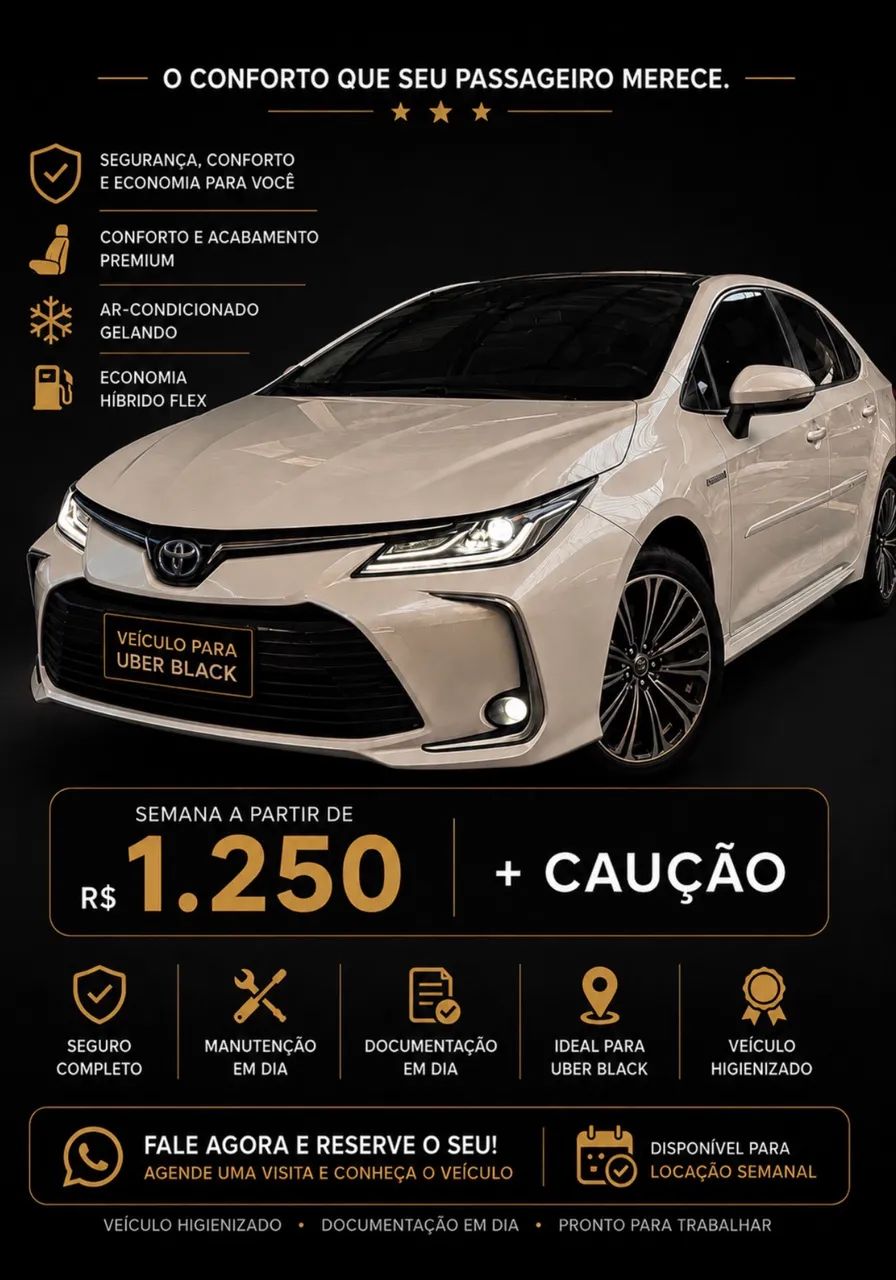Locação de veículos para Uber black e executivo 