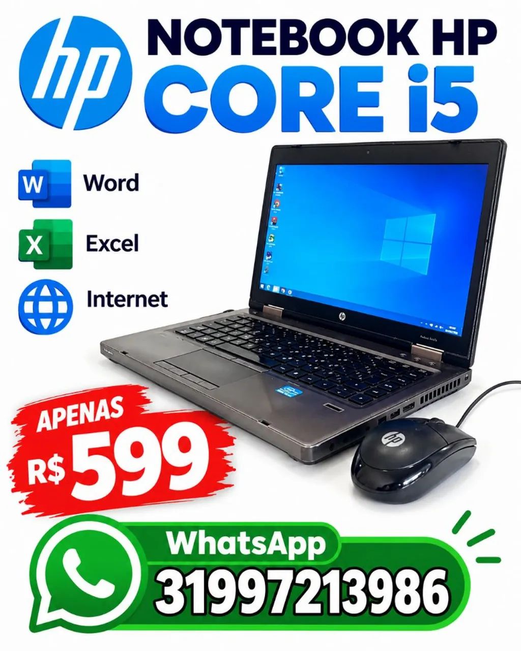 NOTEBOOK R$599- INTEL CORE i5- 01/10/26