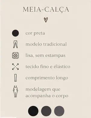 Meia-calça preta lisa feminina - Foto 2