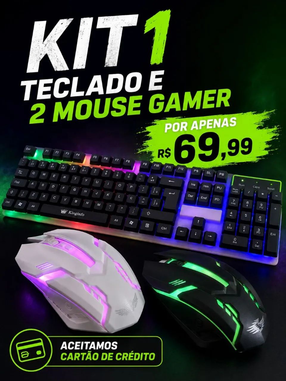 Kit 1 teclado e 2 mouse 