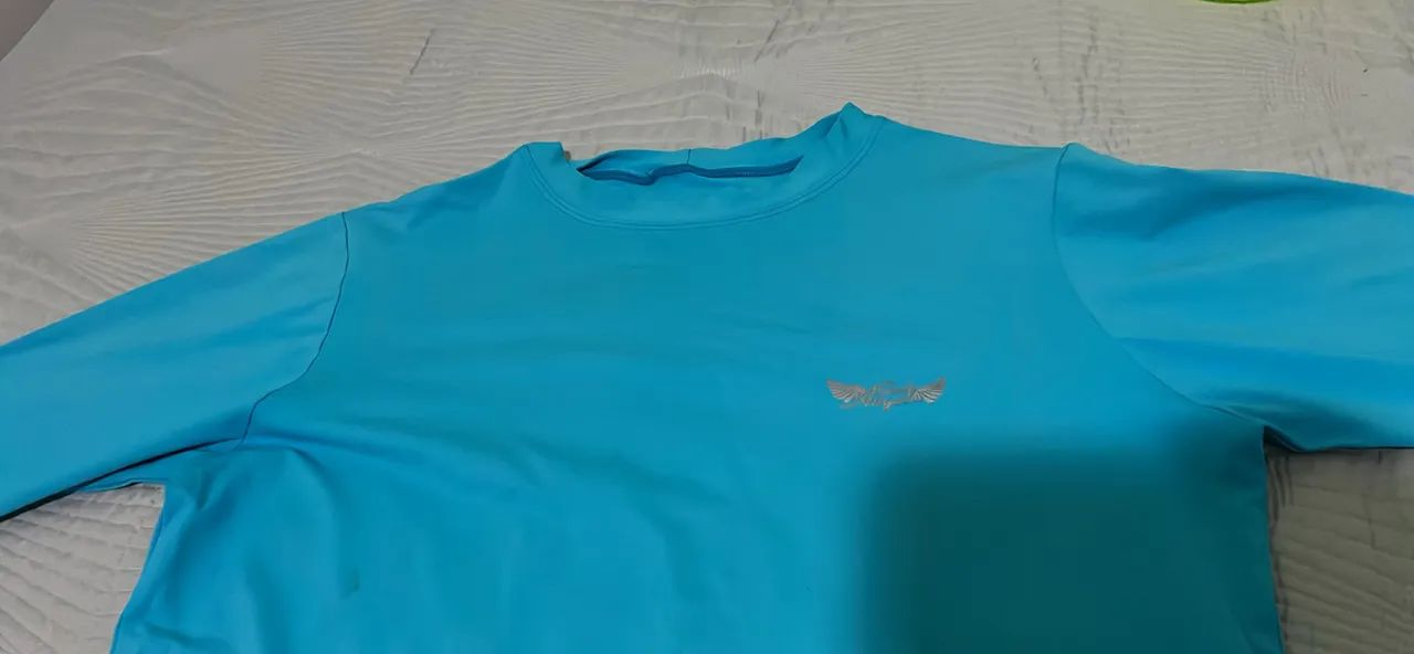 Camisa Esportiva Manga Longa Proteção UV Azul Celeste - Foto 2