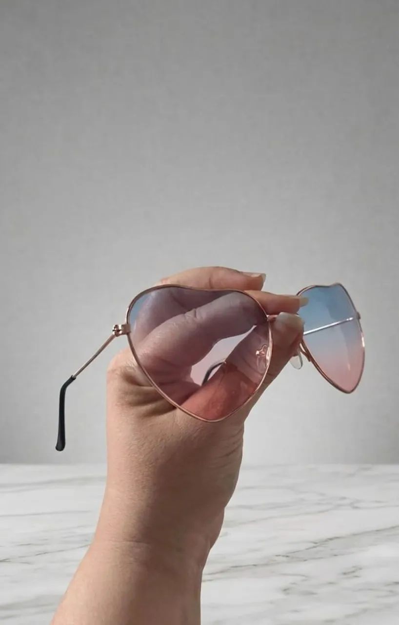 Óculos feminino coração rosa-azul  - Foto 2