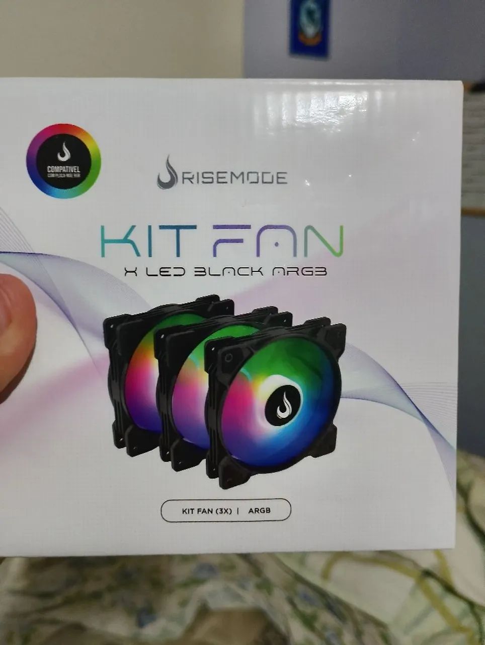 Kit 3 Fan Risemode X Led Black ARGB