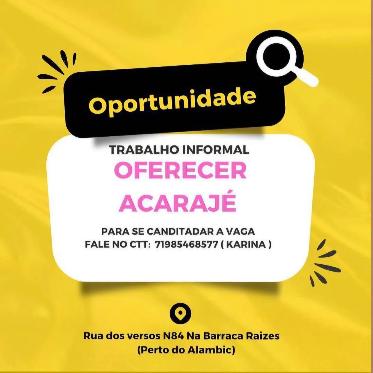 OPORTUNIDADE TRABALHO INFORMAL