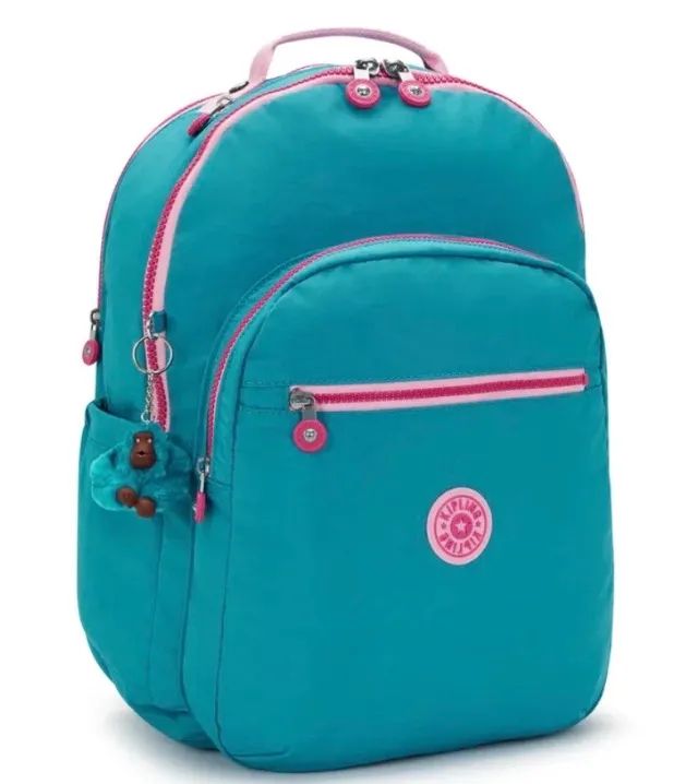 Mochila kipling Seoul nova azul com rosa
