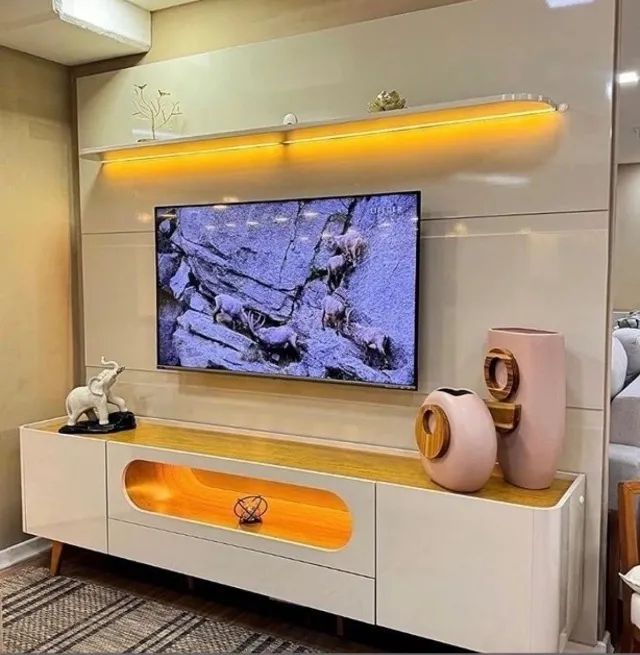 Conjunto Sala Belmonte 219 Off White e Naturale