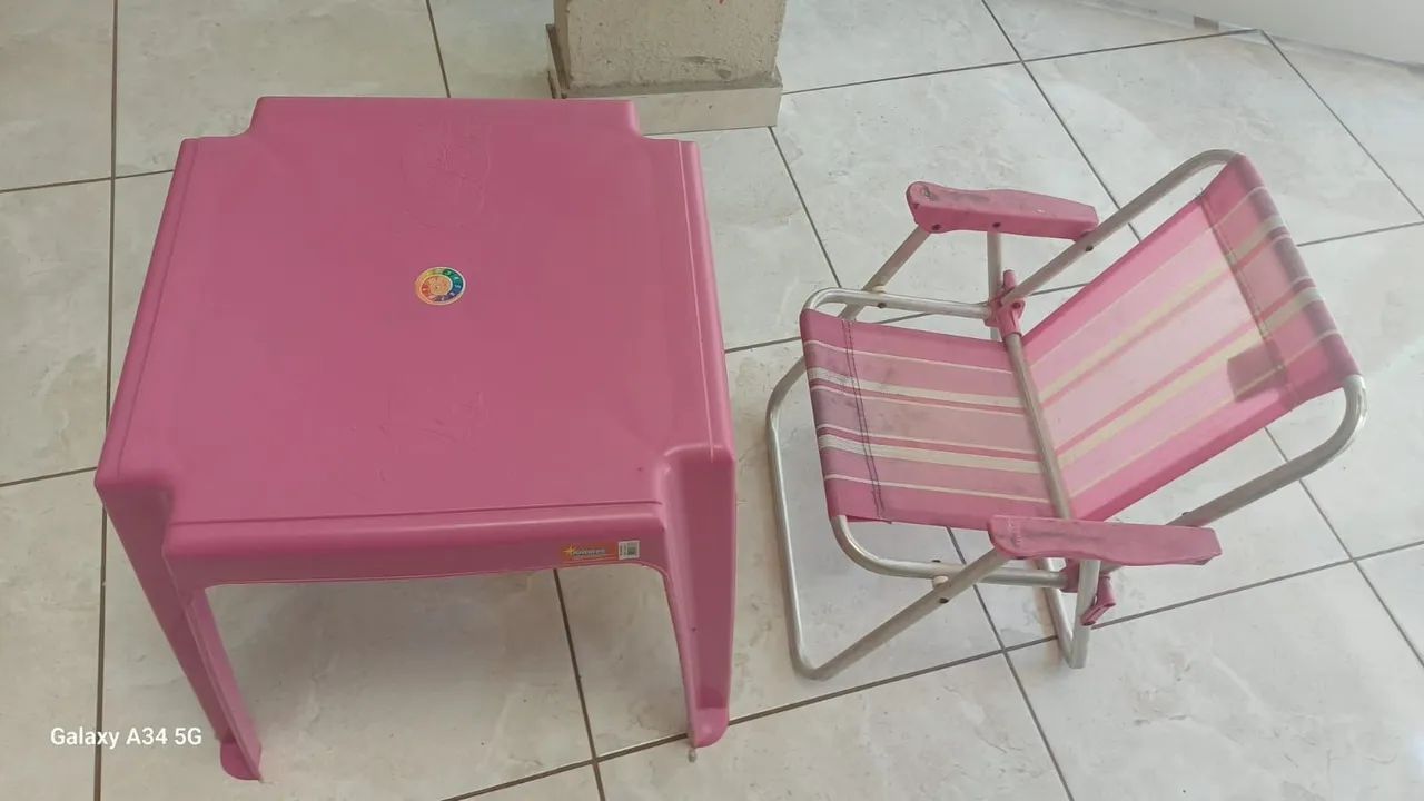 CONJUNTO INFANTIL - MESA + CADEIRA DE PRAIA  - Foto 2