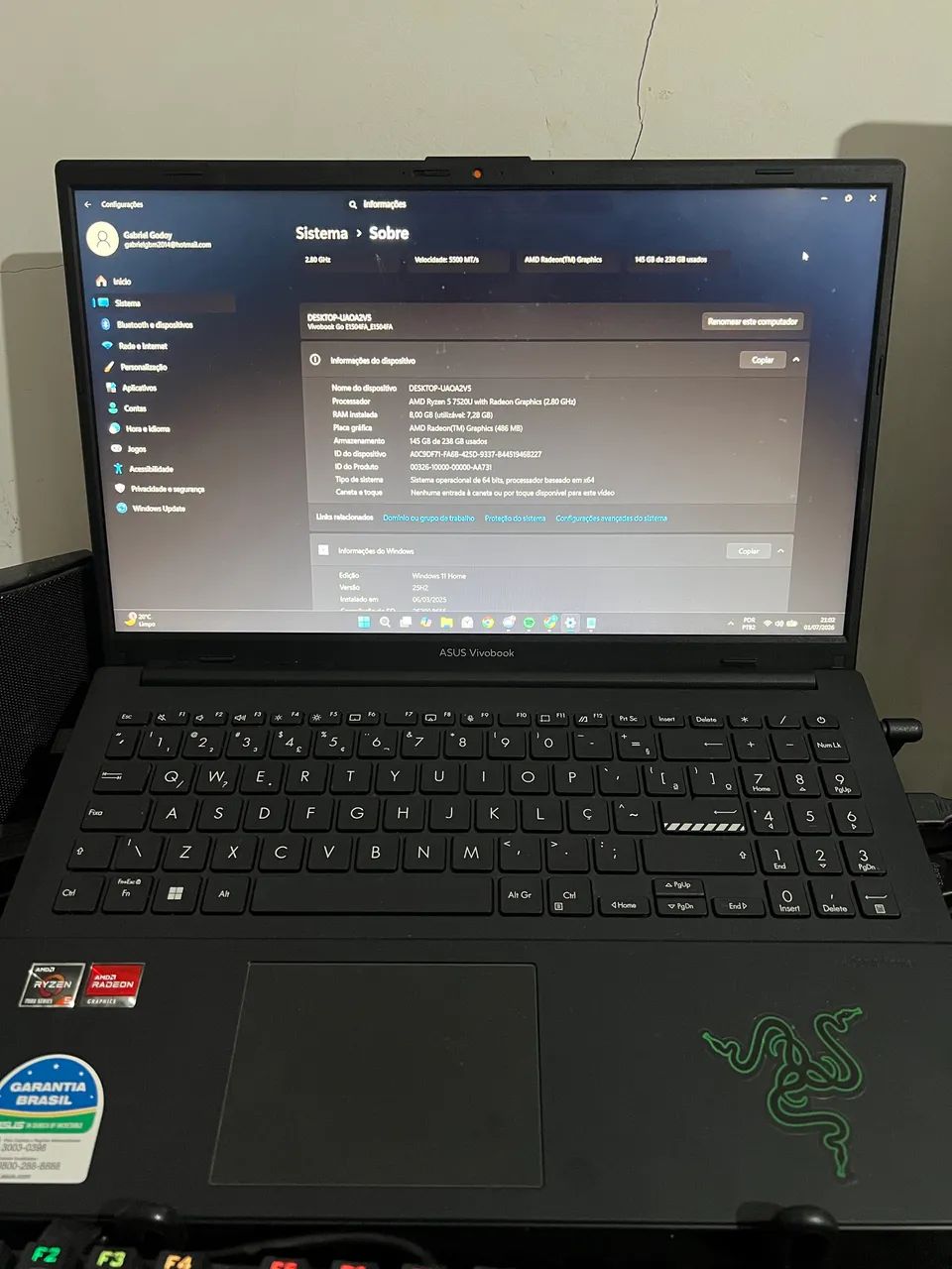 Notebook Asus Vivobook Go 15