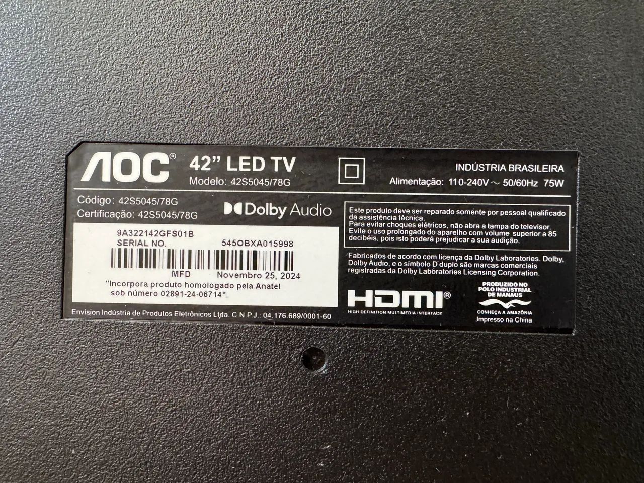 Smart TV 42 Polegadas | AOC ROKU | 6 Meses de uso 