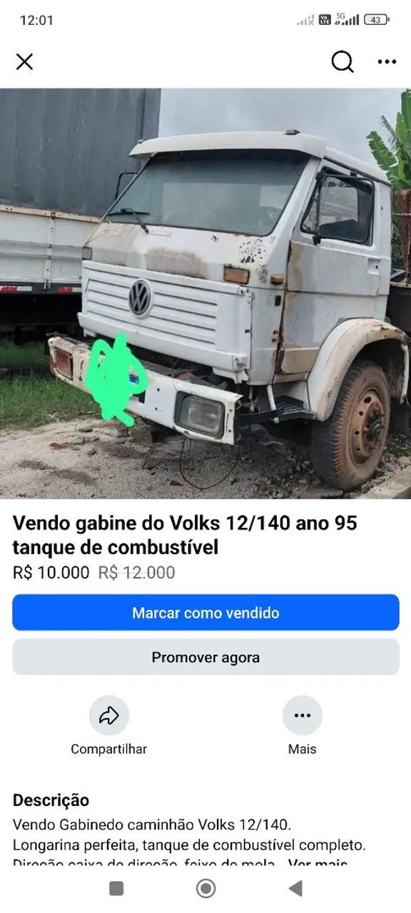 Cabine caminhão Volks 