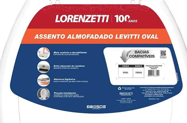 ASSENTO ALMOFADADO OVAL BRANCO LORENZETTI 7150111 - Foto 5