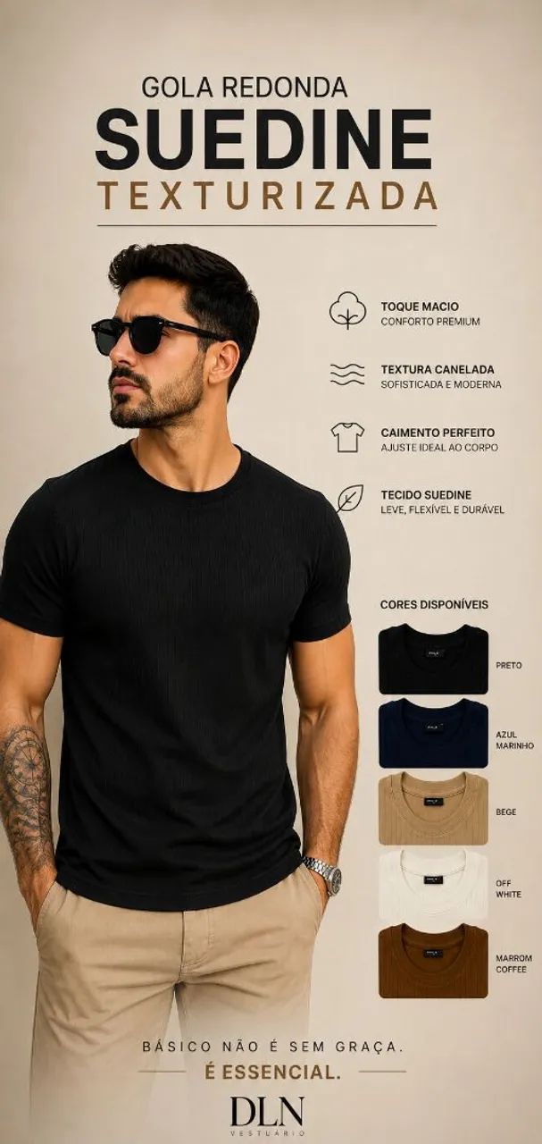 Gola Careca Suedine Texturizada 