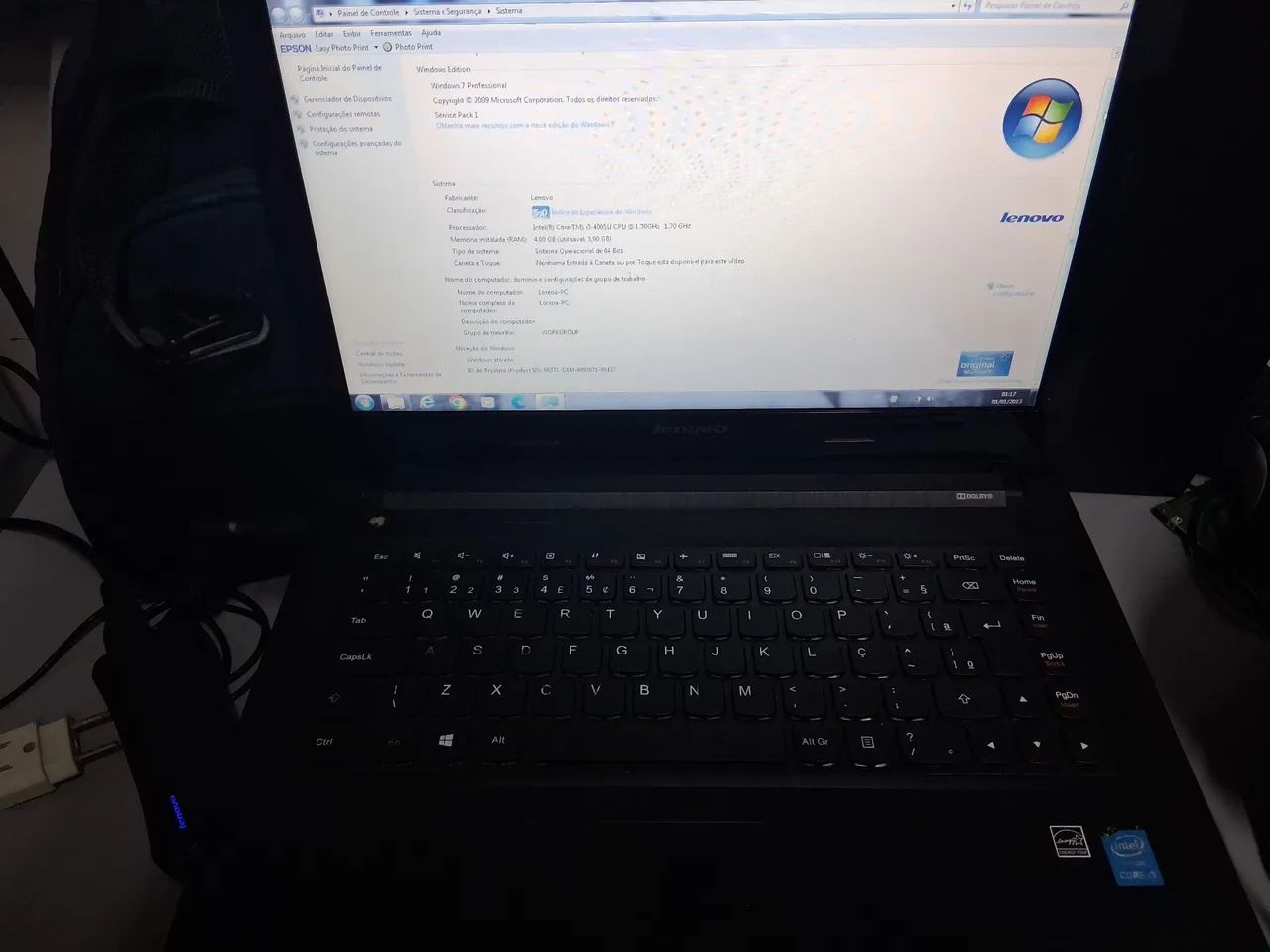 Notebook lenovo core i3 8gn hd de 1 gb funcionando normal - Foto 2