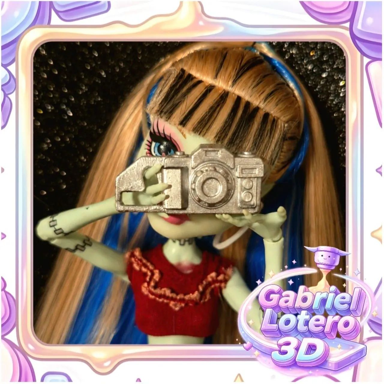 Câmera miniatura para bonecas Barbie, Monster High, Ever After High - impressão 3D