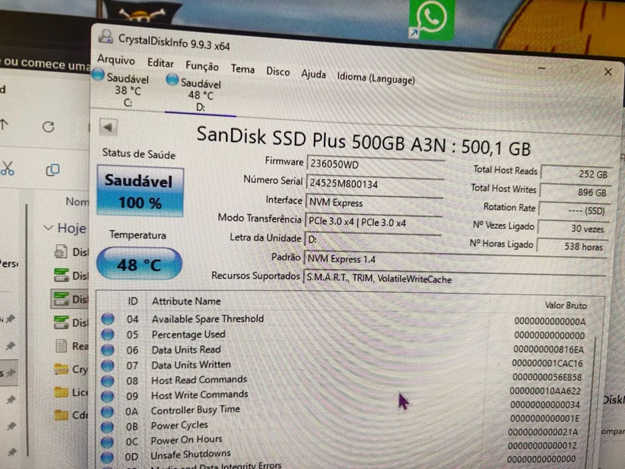 SSD nvme sandisk  500GB - Foto 4