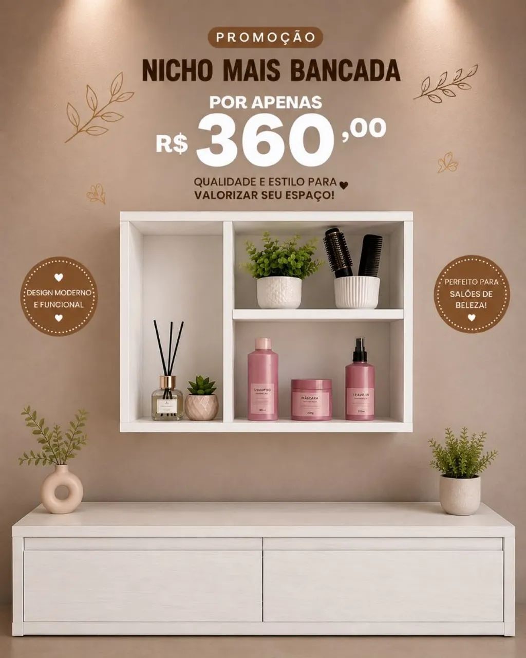 BANCADA PARA SALÃO 100%MDF